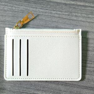 Card Case White W Gold Zipper Case Card Slots, ID new W out Tags Gift Unbranded